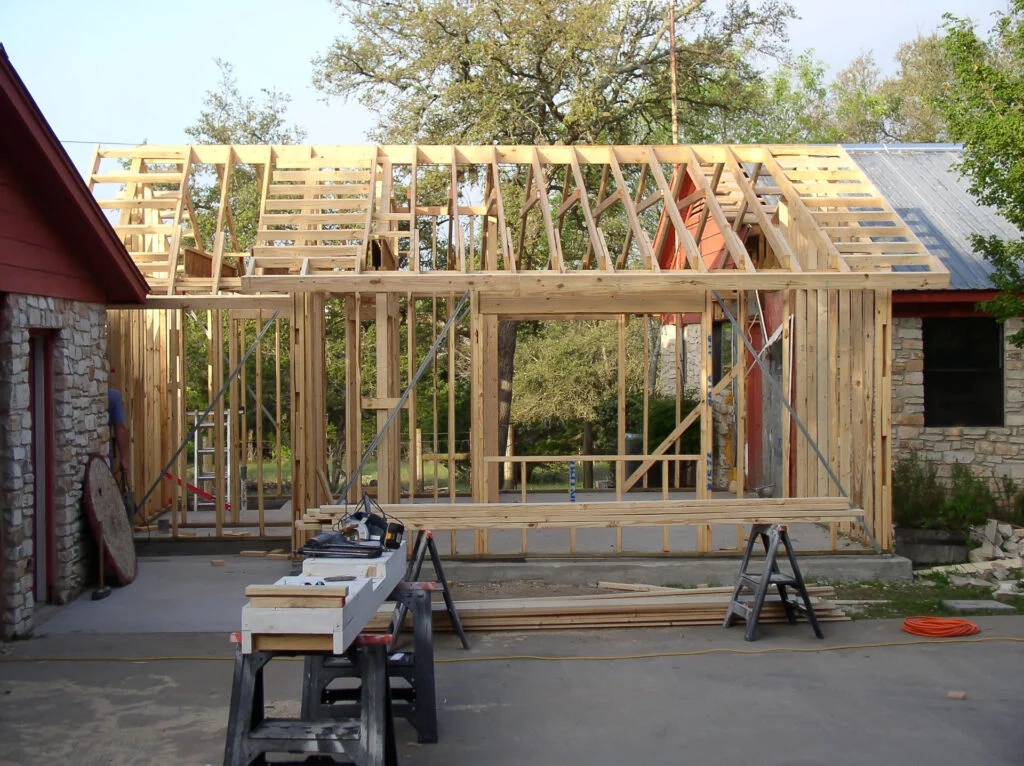 Master suit framing stage of home addition